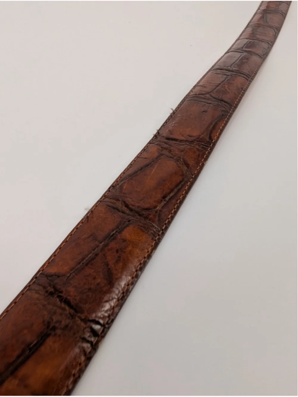 Vintage 1993 Onyx Brighton Brown Croc Embossed Leather Western Belt 36